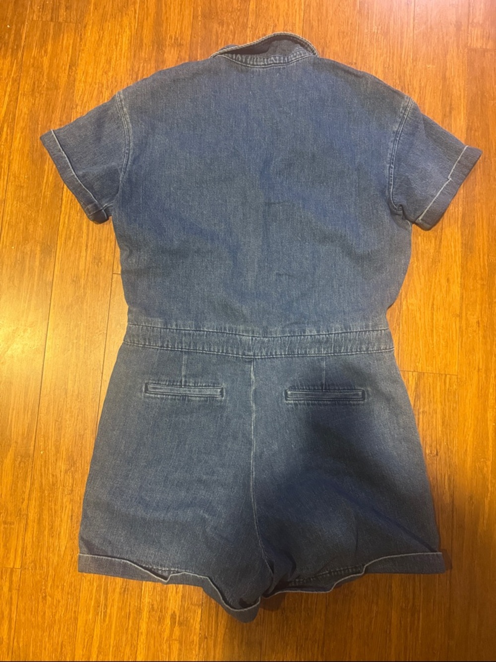 Sezane Indigo Denim Short Sleeve Romper - Picture 6 of 6